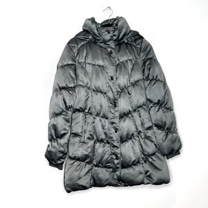 Bebe Dark Silver Titanium Hooded Puffer Winter Coat Size Medium